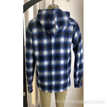 Shirt met capuchon van 10% wol, 90% polyester, flanel